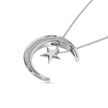 Diamond Moon and Star  Pendant 1/20 ct tw in Sterling Silver