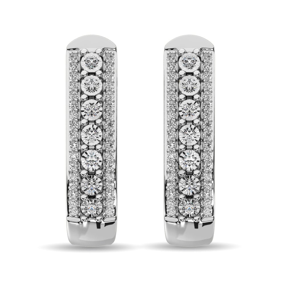 Diamond Hoop Earrings 1/10 ct tw in Sterling Silver