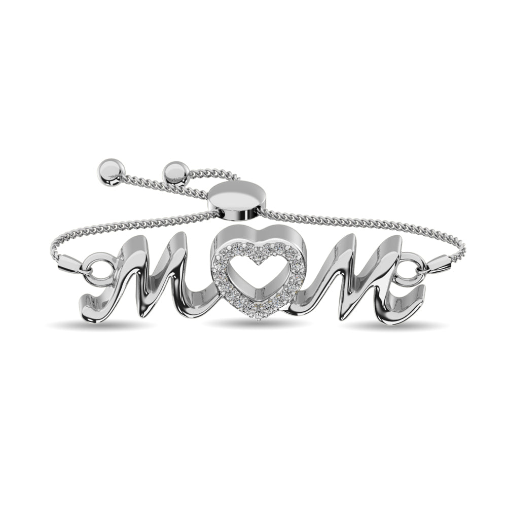 Diamond Mom Bracelet 1/10 ct tw in Sterling Silver