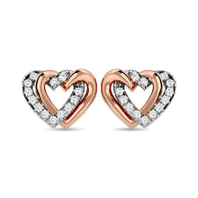 Diamond Duel Heart earrings 1/6 ct tw in 10K Rose Gold