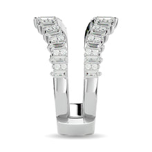 Diamond 7/8 ct tw Round and Straight Baguette Guard Ring  in 14K White Gold