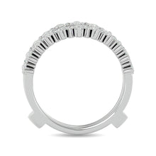 Diamond 7/8 ct tw Round and Straight Baguette Guard Ring  in 14K White Gold