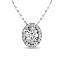 Diamond 1/2 ct tw Oval Shape Cluster Pendant  in 14K White Gold