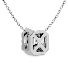 Diamond Emerald Cut Single Halo Pendant 1/4 ct tw in 14K White Gold