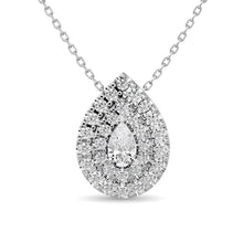 Diamond Pear Cut Double Halo Pendant 3/8 ct tw in 14K White Gold