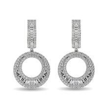 Diamond 1 Ct.Tw. Round and Baguette Hoop Earrings in 14K White Gold