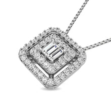 Diamond 1/4 Ct.Tw. Round and Baguette Fashion Pendant in 10K White Gold