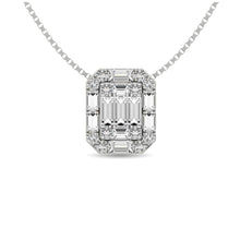 Diamond 1/4 Ct.Tw. Round and Baguette Fashion Pendant in 14K White Gold