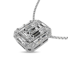 Diamond 1/4 Ct.Tw. Round and Baguette Fashion Pendant in 14K White Gold