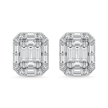 Diamond 3/8 Ct.Tw. Round and Baguette Fashion Earrings in 14K White Gold