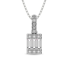 Diamond 1/6 Ct.Tw. Round and Baguette Fashion Pendant in 14K White Gold