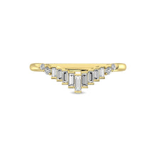 Diamond 1/5 ct tw Round and Baguette Chevron Band  in 10K Yellow Gold