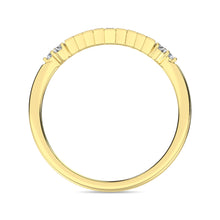 Diamond 1/5 ct tw Round and Baguette Chevron Band  in 10K Yellow Gold