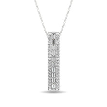 Diamond 1/4 Ct.Tw. Round and Baguette Fashion Pendant in 10K White Gold
