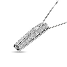 Diamond 1/4 Ct.Tw. Round and Baguette Fashion Pendant in 10K White Gold