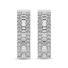 Diamond 2 Ct.Tw. Round and Baguette Hoop Earrings in 14K White Gold