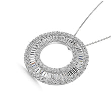 Diamond 1 Ct.Tw. Circle Round and Straight Baguette Fashion Pendant in 14K White Gold