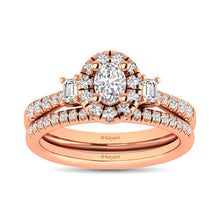 Diamond Classic Shank Single Halo Bridal Ring 1 ct tw Oval Cut in 14K Rose Gold