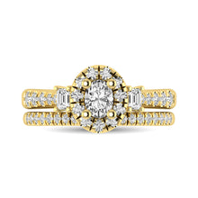 Diamond Classic Shank Single Halo Bridal Ring 1 ct tw Oval Cut in 14K Yellow Gold
