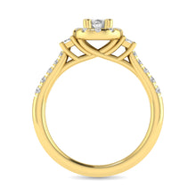 Diamond Classic Shank Single Halo Bridal Ring 1 ct tw Oval Cut in 14K Yellow Gold