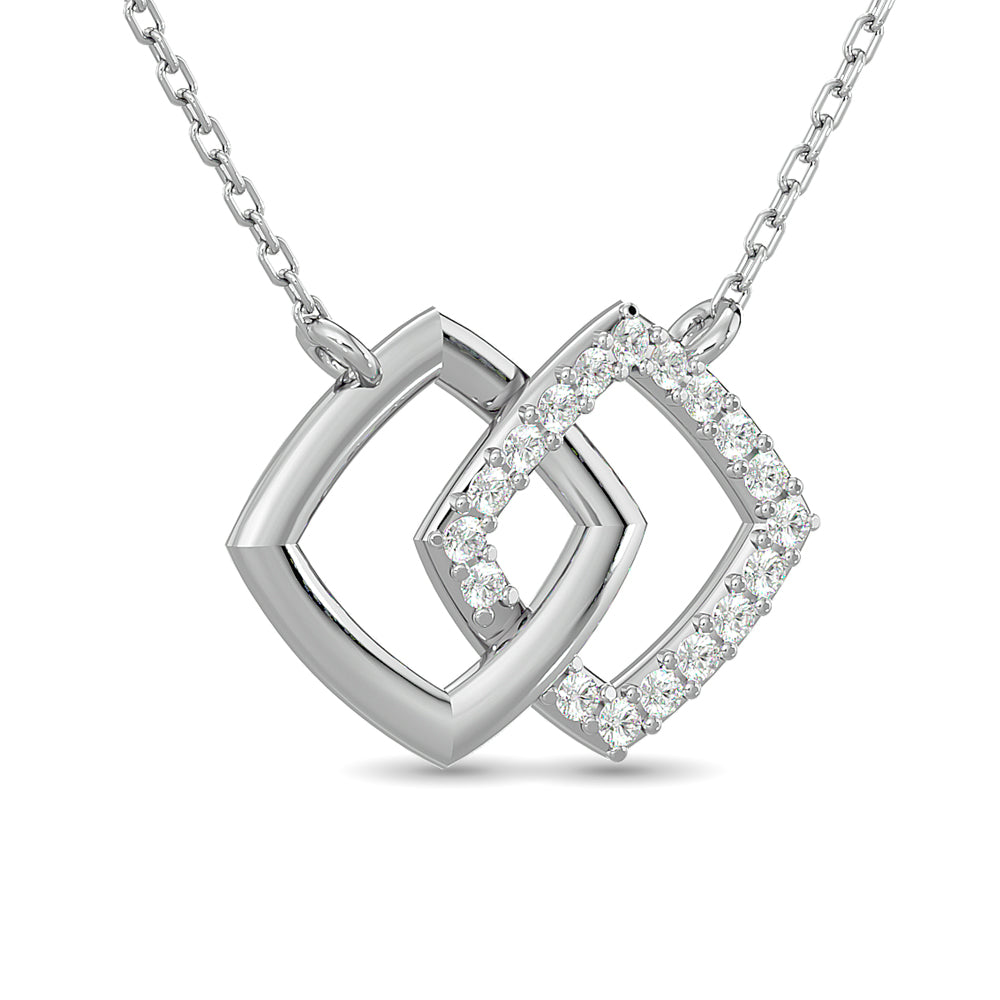 Diamond 1/6 ct tw Symatrical Square Necklace  in 10K White Gold