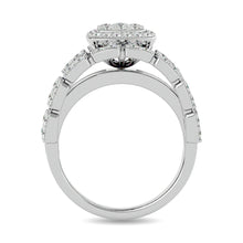 Diamond 1 1/2 ct tw Round Cut and Straight Baguette Fashion Ring in 14K White Gold