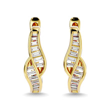 Diamond 1/3 Ct.Tw. Straight Baguette Hoop Earrings in 14K Yellow Gold - thediamondsq