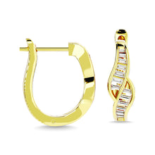 Diamond 1/3 Ct.Tw. Straight Baguette Hoop Earrings in 14K Yellow Gold - thediamondsq
