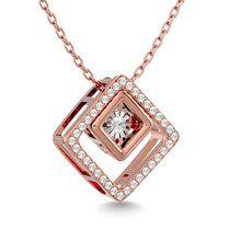 Diamond 1/4 Ct.Tw. Square Shape Pendant in 14K Rose Gold