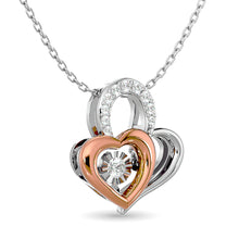 Diamond Shimmering Duel Heart Pendant 1/6 ct tw in 10K White Gold