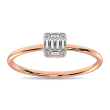 Diamond 1/10 ct tw Round and Baguette Cut Ring in 10K Rose Gold