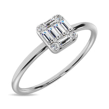 Diamond 1/10 ct tw Round and Baguette Cut Ring in 10K White Gold