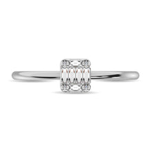 Diamond 1/10 ct tw Round and Baguette Cut Ring in 10K White Gold