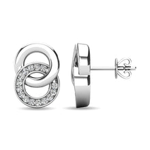 Diamond 1/10 ct tw Circle Earrings in 10K White Gold