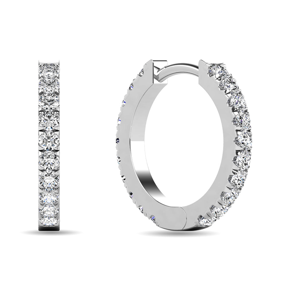 Diamond 5/8 ct tw Hoop Earrings in 10K White Gold