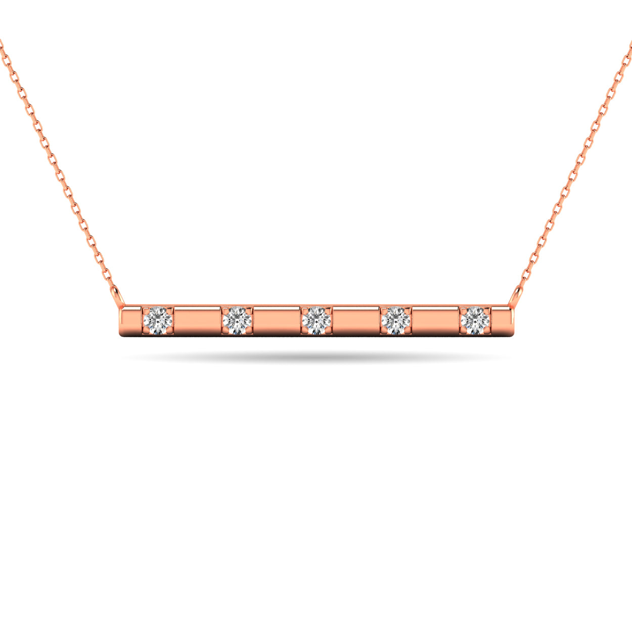 Diamond 1/20 ct tw Bar Necklace in 10K Rose Gold
