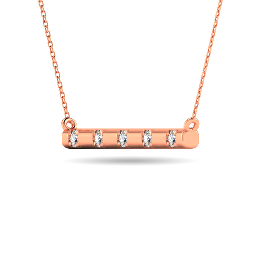 Diamond 1/20 ct tw Bar Necklace in 10K Rose Gold