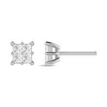 Diamond 3/4 Ct.Tw. Princess Cut Fashion Earrings in 14K White Gold