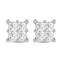 Diamond 1/6 Ct.Tw. Princess Cut Fashion Earrings in 14K White Gold