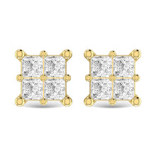 Diamond 1 Ct.Tw. Princess Cut Fashion Earrings in 14K Yellow Gold