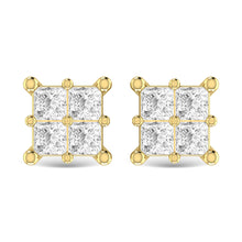 Diamond 1/6 Ct.Tw. Princess Cut Fashion Earrings in 14K Yellow Gold