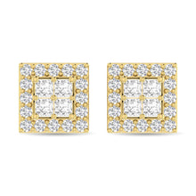 Diamond 3/4 Ct.Tw. Round and Princess Fashion Earrings in 14K Yellow Gold