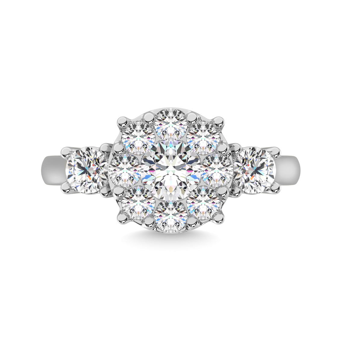 Diamond 2 ct tw Heart Three Stone Ring in 14K White Gold