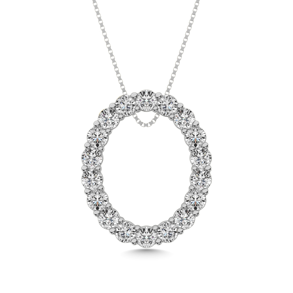 Diamond 2 ct tw Oval Shape Pendant in 14K White Gold