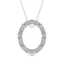 Diamond 2 ct tw Oval Shape Pendant in 14K White Gold