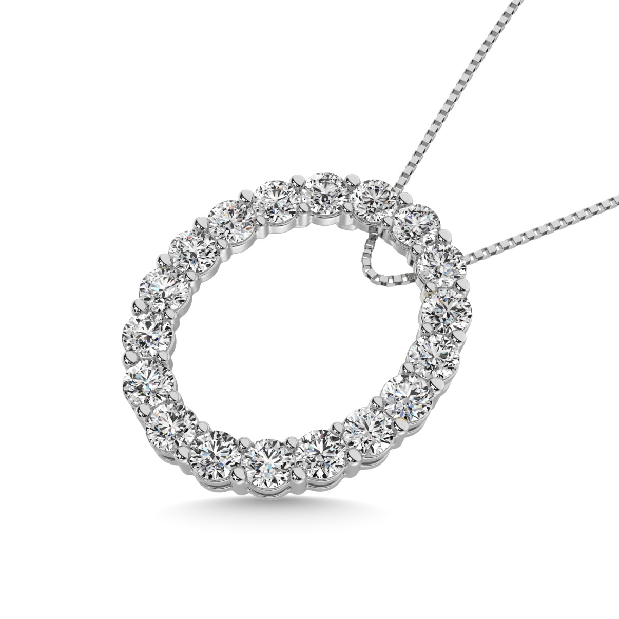 Diamond 2 ct tw Oval Shape Pendant in 14K White Gold