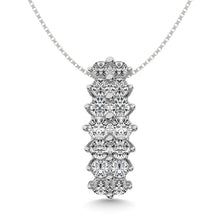 Diamond 1 1/2 ct tw Round Cut Pyramid Pendant in 14K White Gold