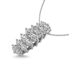 Diamond 1 1/2 ct tw Round Cut Pyramid Pendant in 14K White Gold