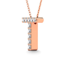 Diamond 1/10 Ct.Tw. Letter T Pendant in 14K Rose Gold