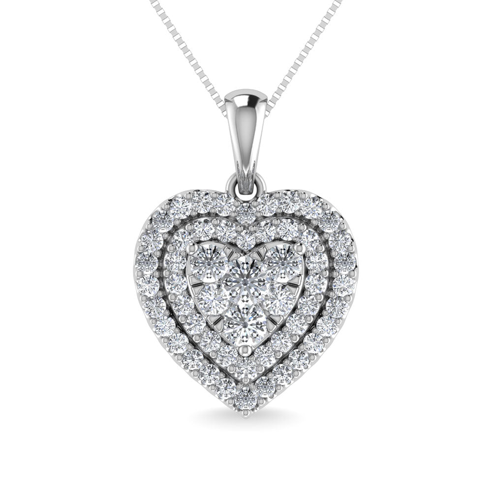 Diamond 3/4 Ct.Tw. Heart Pendant in 10K White Gold